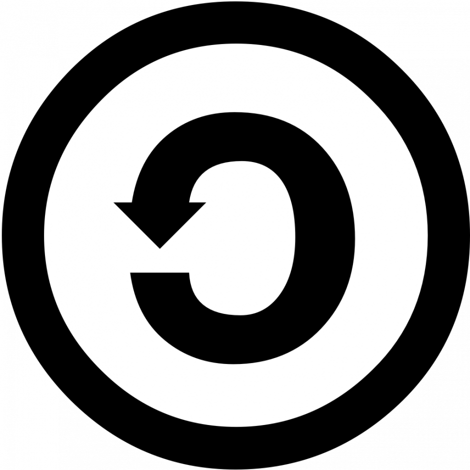 Logo for CC SA: a circle with a backwards C inside, with the C being made up of an arrow going back in on itself